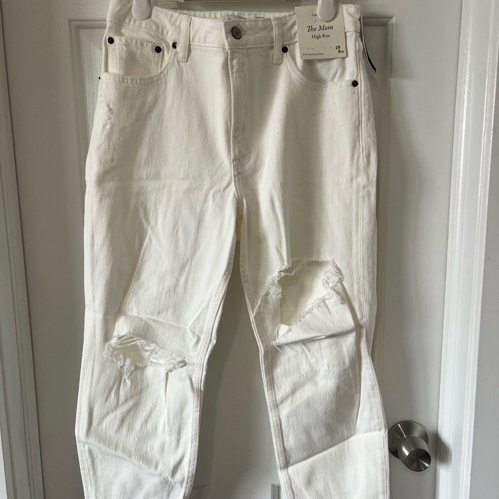 Abercrombie & Fitch Women's Cream High-Rise Jeans